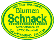 Blumen Schnack Neustadt, Tradition von 100 Jahren, Kirchhofsallee 12, 23730 Neustadt/Holstein, Friedhof, Rudolf Schnack, Joachim Schnack, Blumen, Schnittblumen, Hochzeitsfloristik, Trauerschmuck, Dekoration, Terrassenbepflanzung, Fleurop